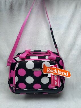 Rockland Black Pink Polka Dot Carry On Bag NWT